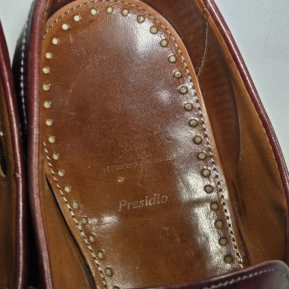 Allen Edmonds Presidio Dress Shoes Mens Size 9.5 Burgundy Red‎ Leather Loafer